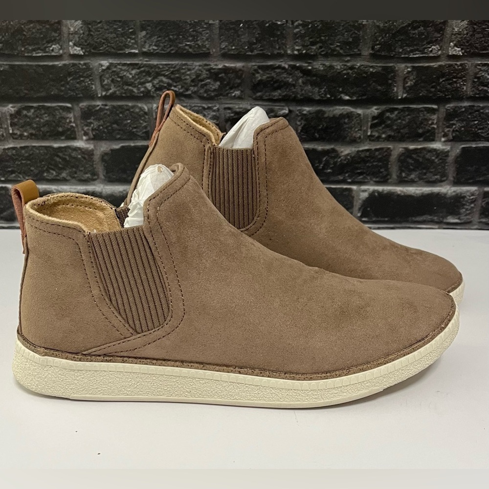 Women’s Taupe Suede Slip-On Sneakers